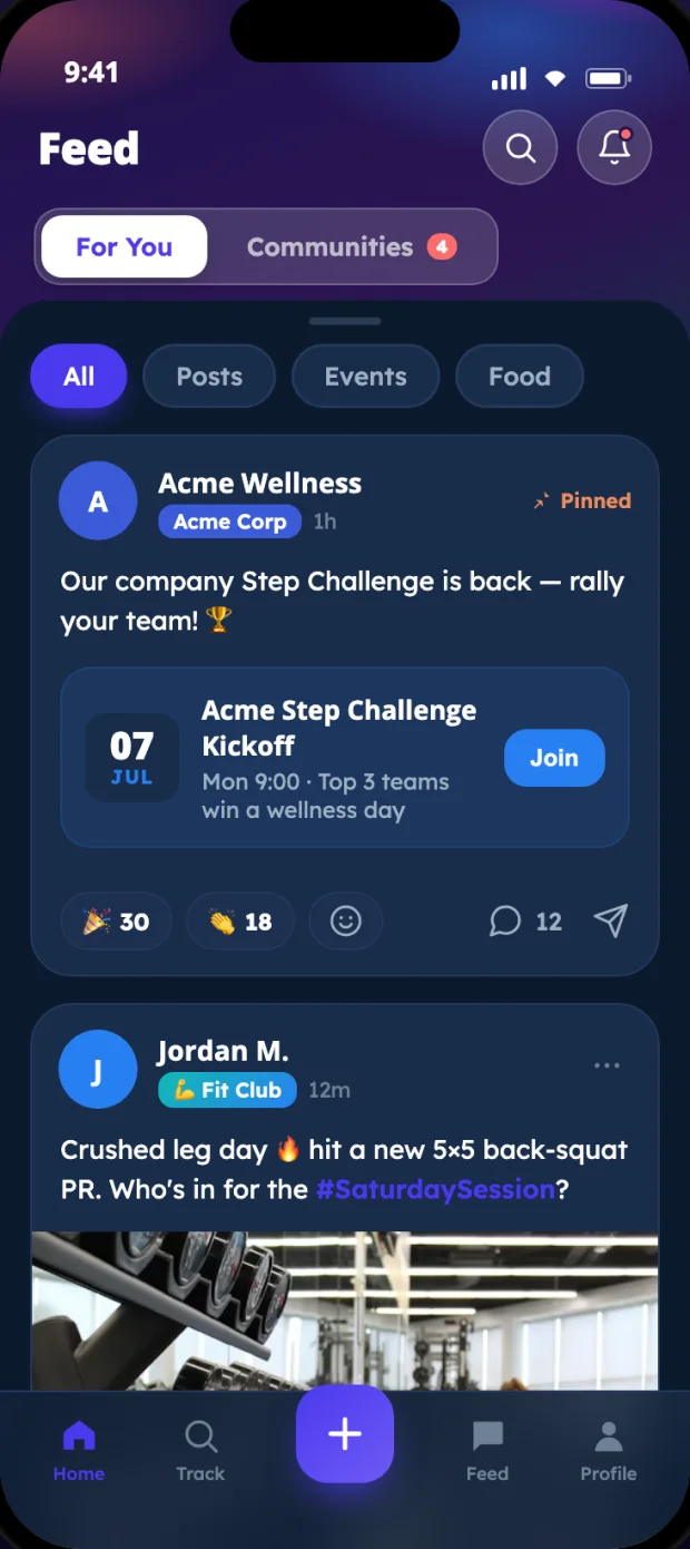 Discover communities in H4W — a For You and Communities feed
