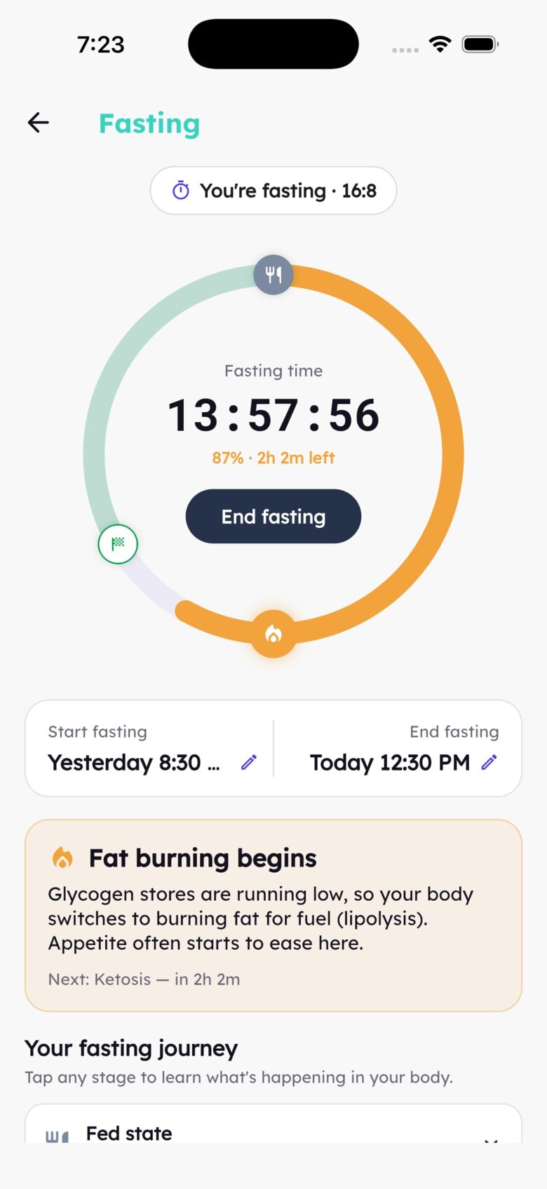 The fasting tracker with a live window